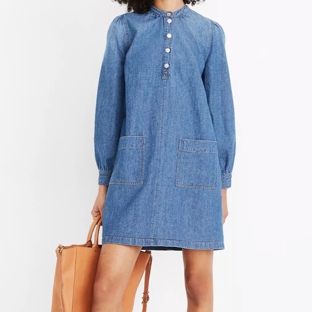 Madewell Denim Patch-Pocket Popover Shirtdress